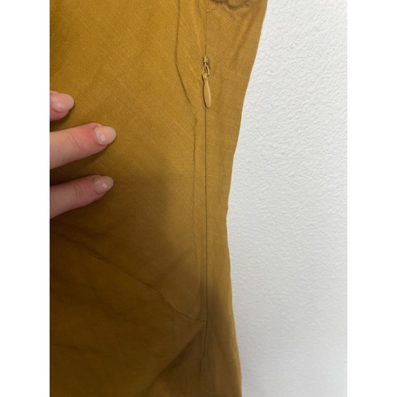 Zara Woman Sz 5 Knotted V-Neck Top Mustard Yellow Sleeveless Linen Cotton Blend - Picture 13 of 16